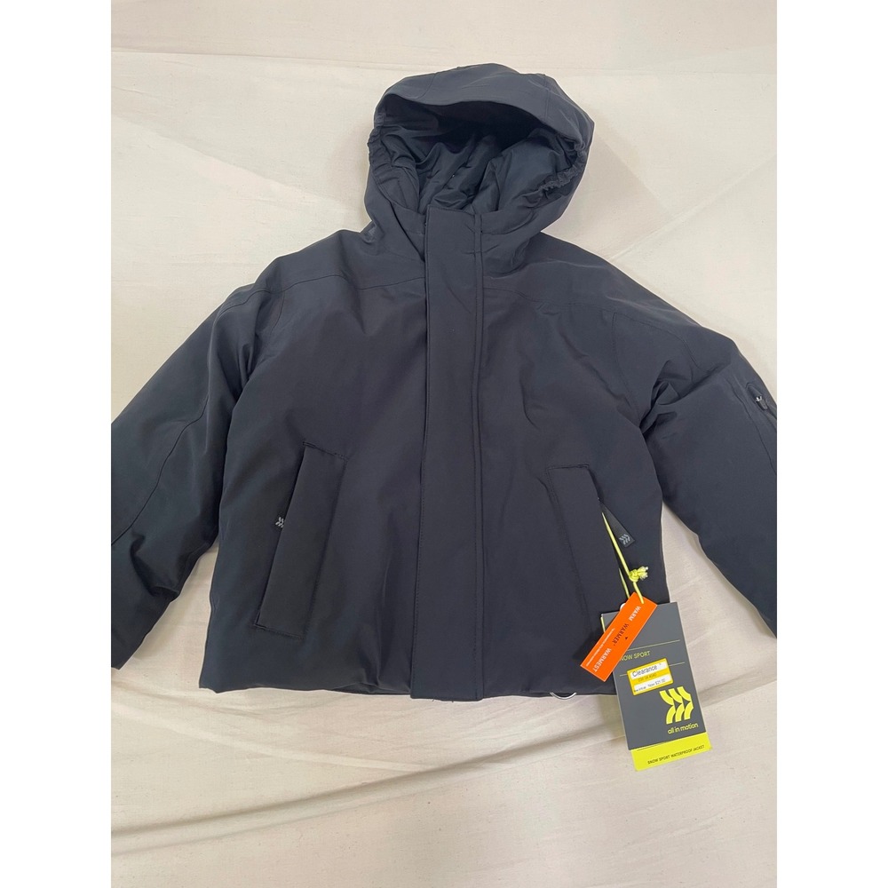 All in Motion Kids Snow Sport Waterproof Jacket Black Insulated Hooded Parka XS